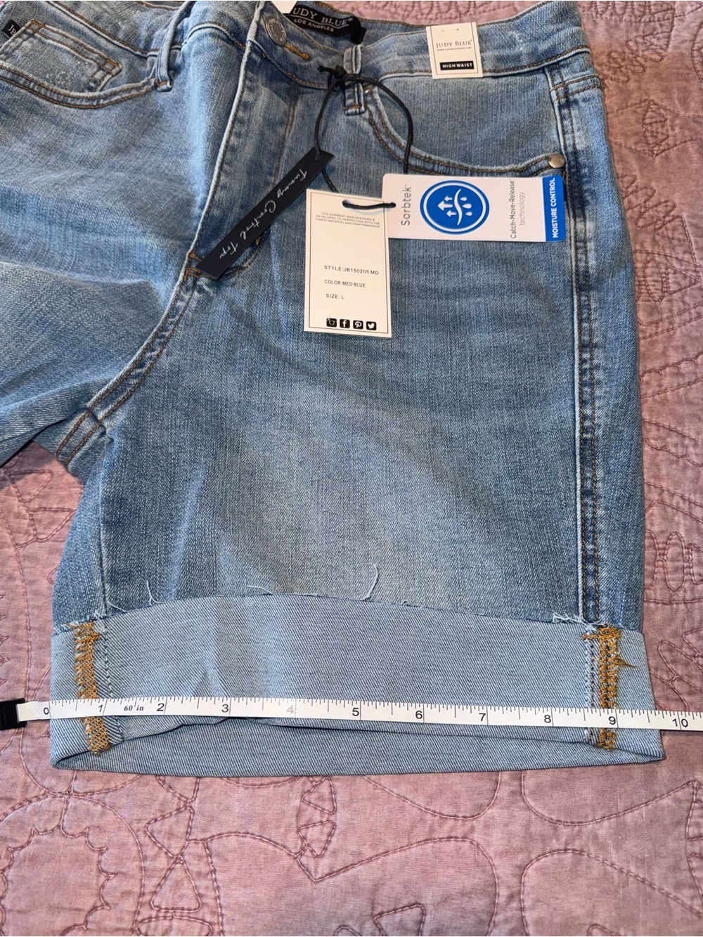 Judy Blue Light Wash High-Rise Rolled Hem Denim Shorts - Picture 8 of 13